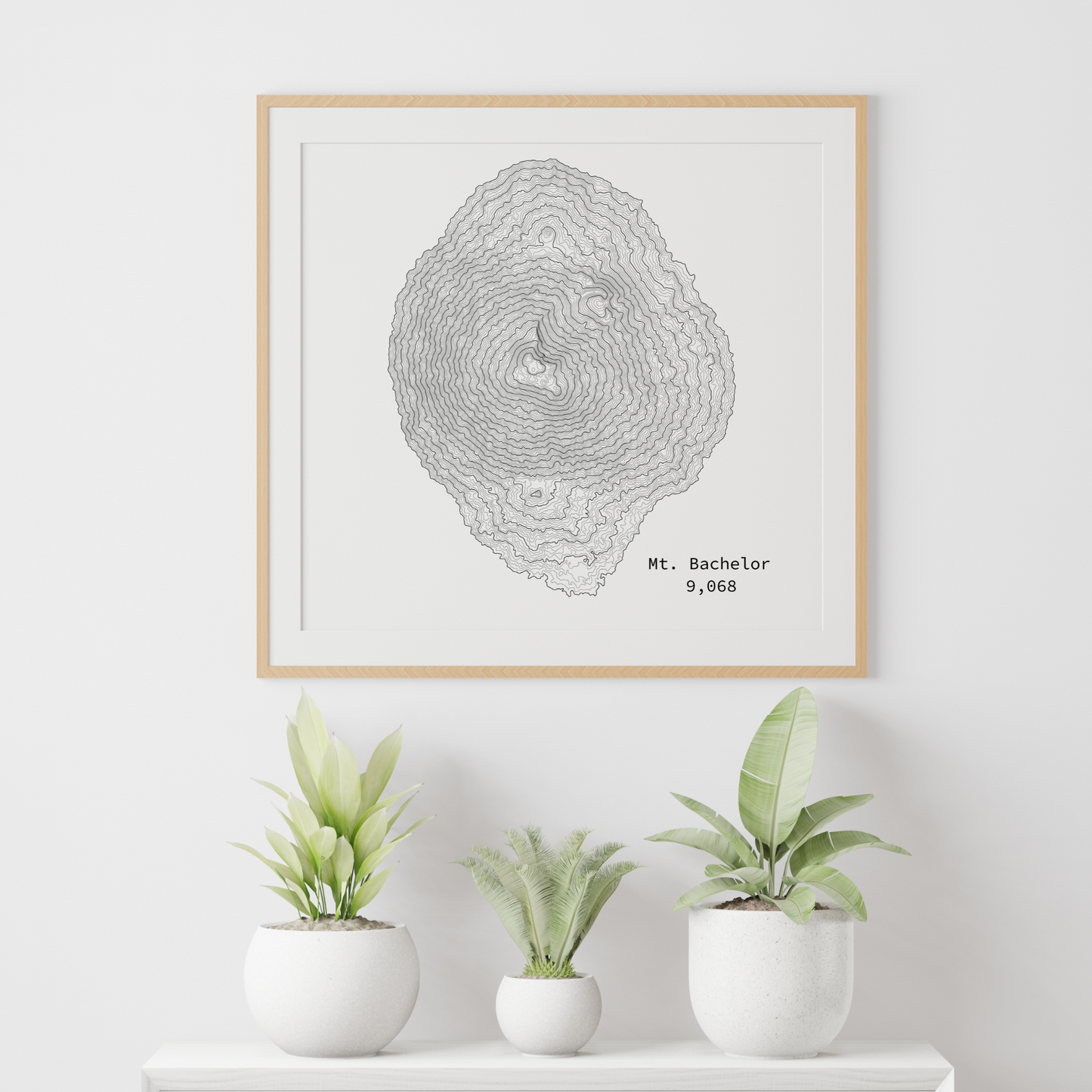 Mount Bachelor Topographic Satin Poster, Landscape Art Decor, Unique Gift, Wall Art, Hiking Decor, Home Office Decoration