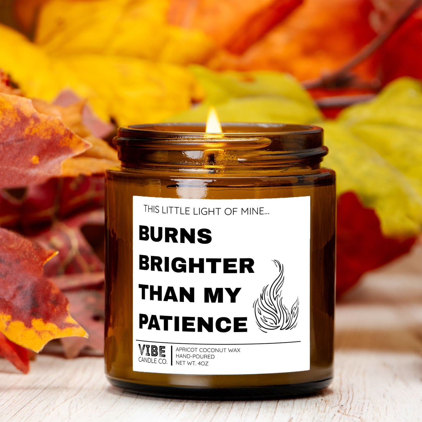 Vibe Candle Co. Hand-Poured Apricot Coconut Wax Candle, no more patience, parenting humor
