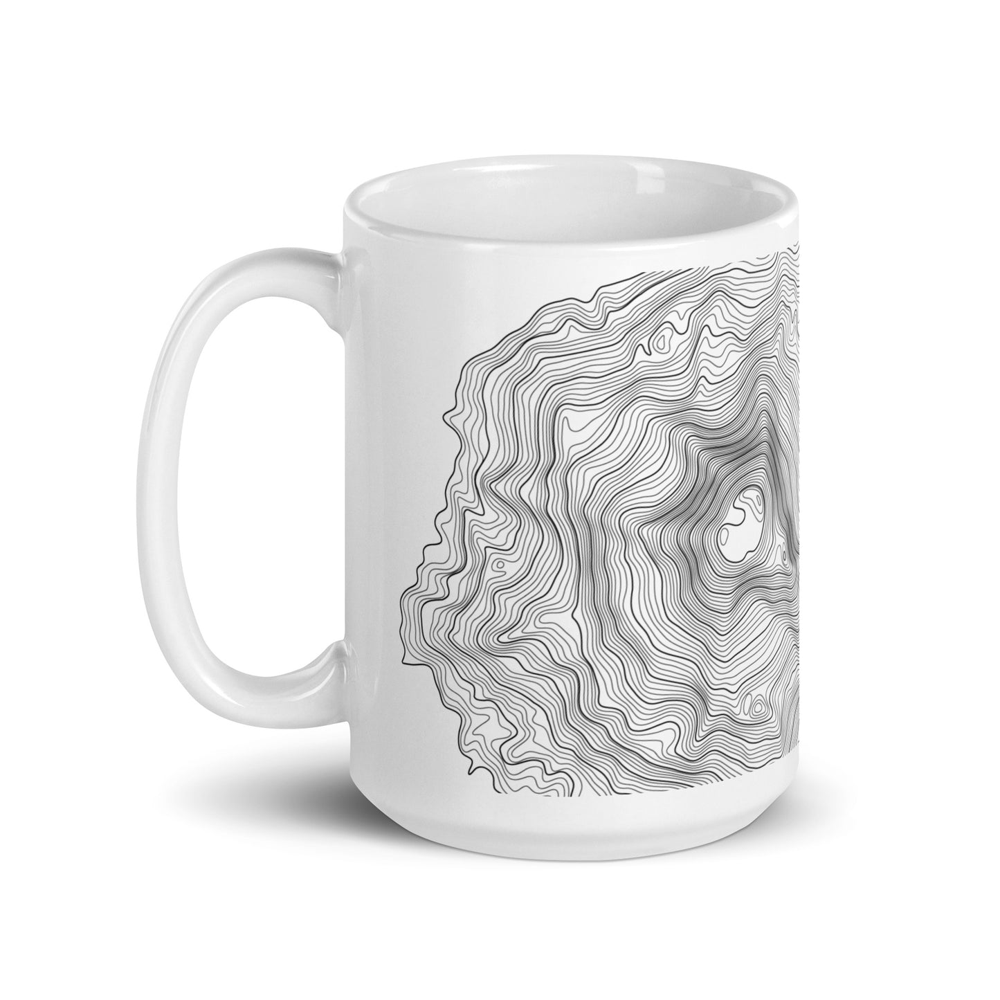 South Sister Topographic Map Coffee Mug, White Ceramic, Mountain Coordinates Design with Elevation