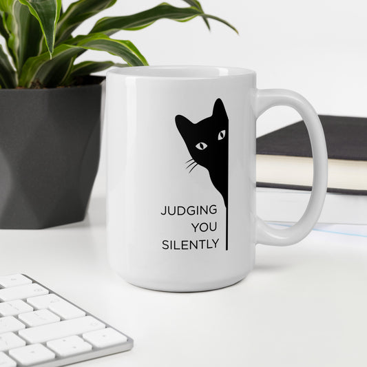 Snark Cat Minimalist Ceramic Mug - Judging you Silently