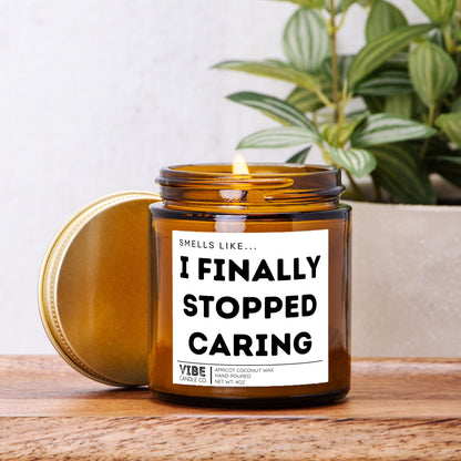 Vibe Candle Co. Hand-Poured Apricot Coconut Wax Candle, I finally stopped caring, mom humor
