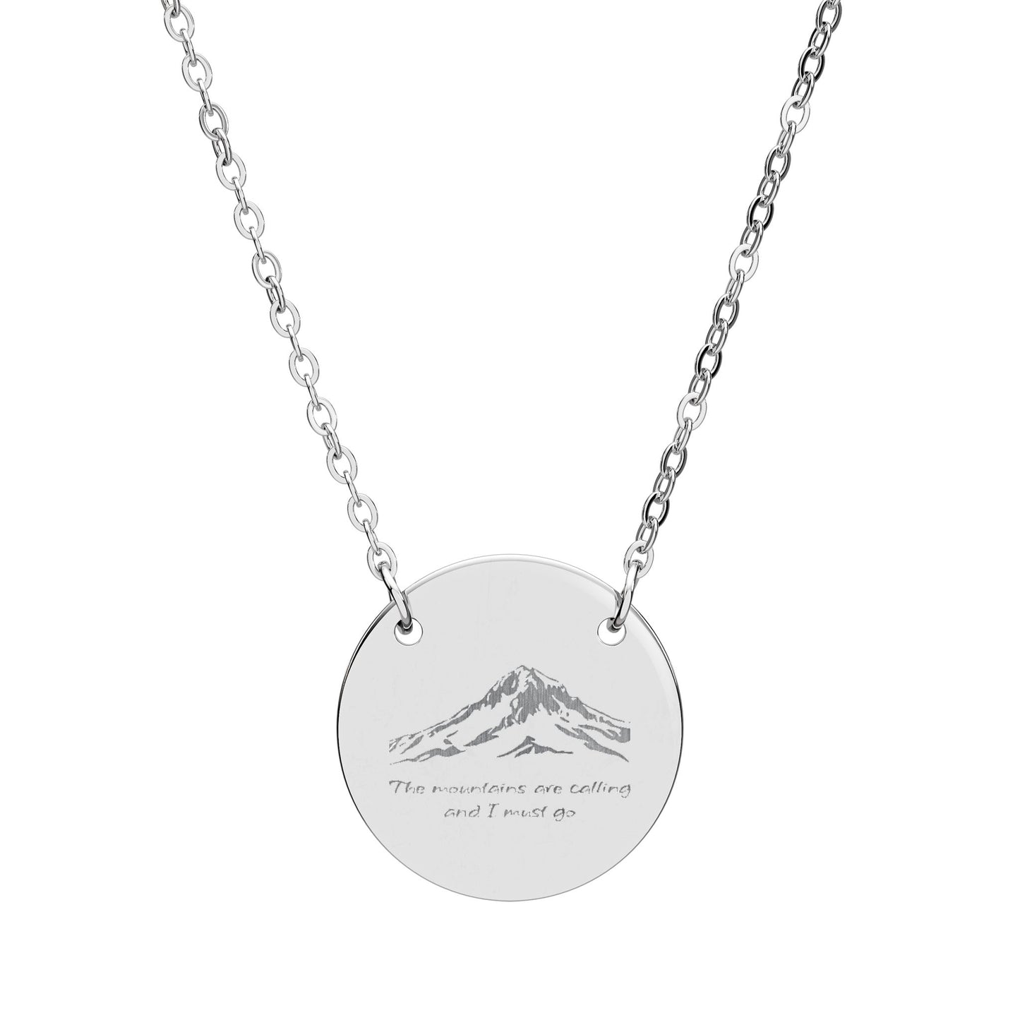 Mt. Hood Contour Line Topo Circle Necklace — Engraved Pendant