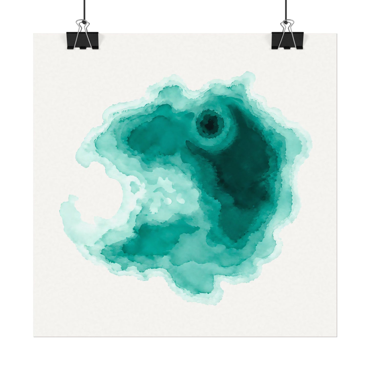 Crater Lake | Teal Watercolor Abstract Poster | Matte Art Print on Watercolor Paper