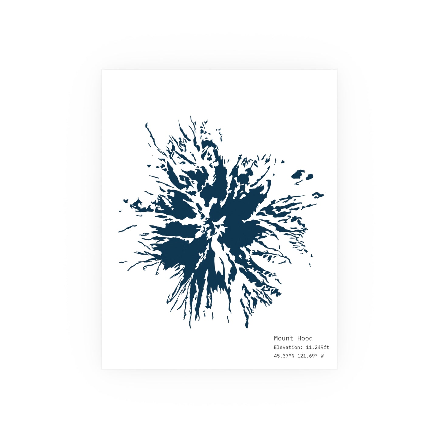 Mount Hood Glacier Map Print | Minimalist Contour Art | Oregon Mountain Poster