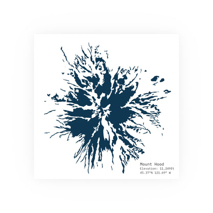 Mount Hood Glacier Map Print | Minimalist Contour Art | Oregon Mountain Poster