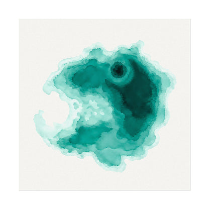 Crater Lake | Teal Watercolor Abstract Poster | Matte Art Print on Watercolor Paper