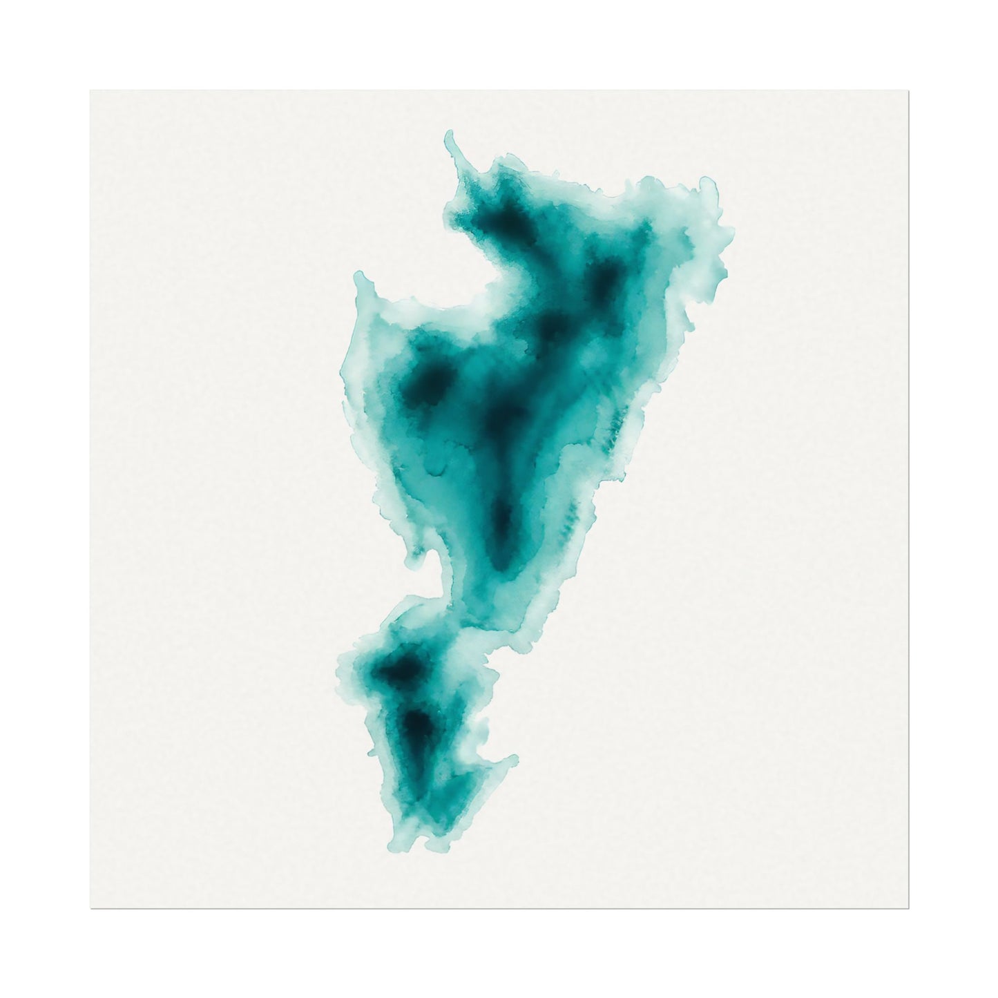 Waldo Lake Oregon Cascades | Teal Watercolor Abstract Poster | Matte Art Print on Watercolor Paper
