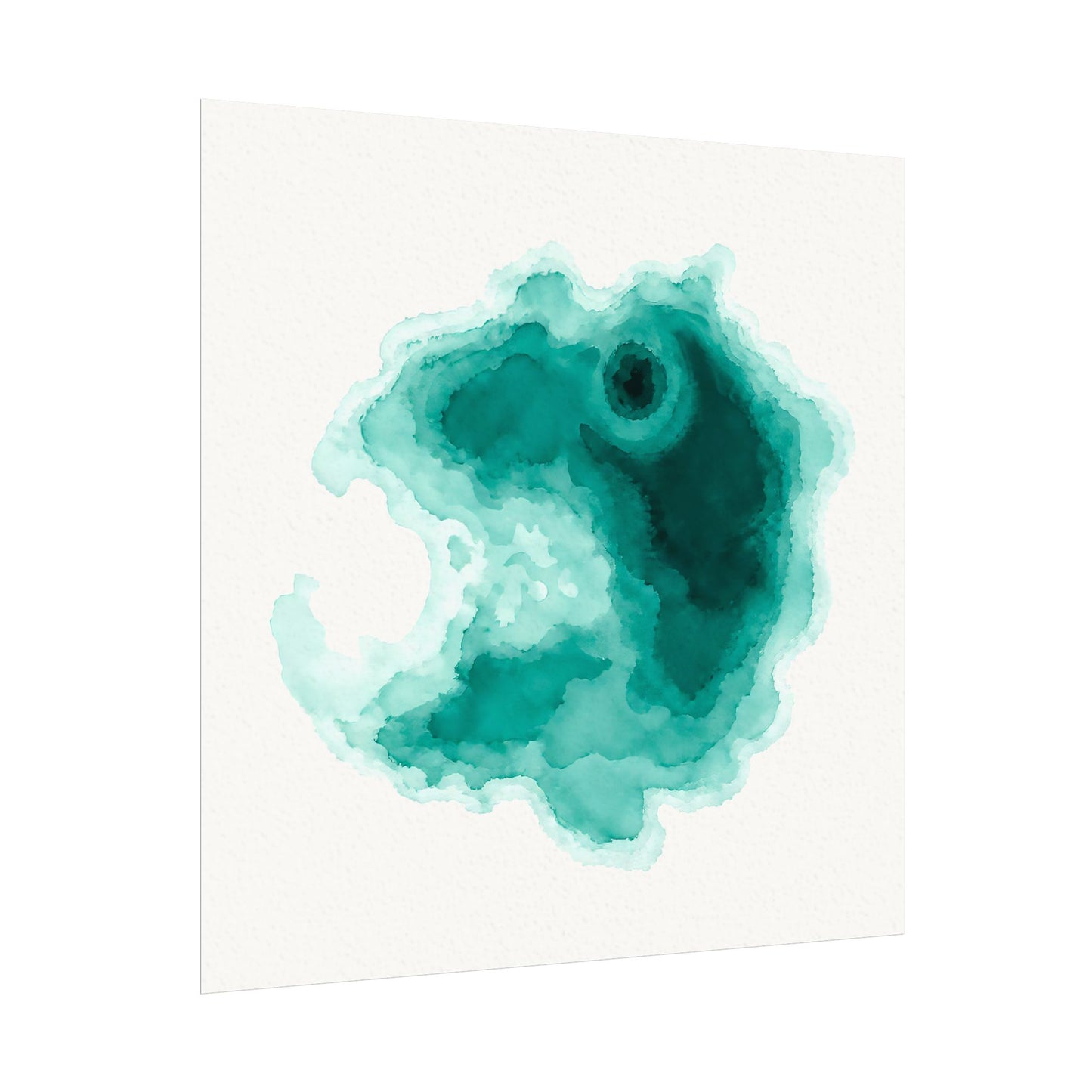 Crater Lake | Teal Watercolor Abstract Poster | Matte Art Print on Watercolor Paper