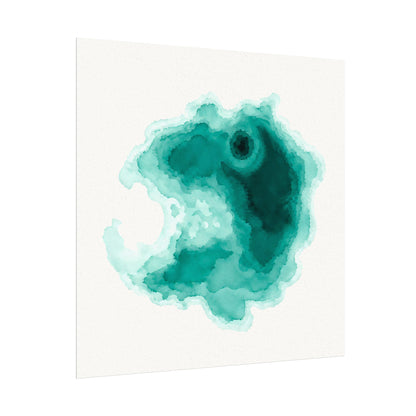 Crater Lake | Teal Watercolor Abstract Poster | Matte Art Print on Watercolor Paper