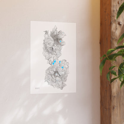 Geographic Art Print, Elegant Map Decor, Modern Home Decor, Unique Wall Art, Gift for Nature Lovers, Three Sisters Topo