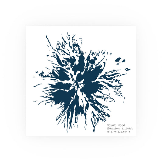 Mount Hood Glacier Map Print | Minimalist Contour Art | Oregon Mountain Poster