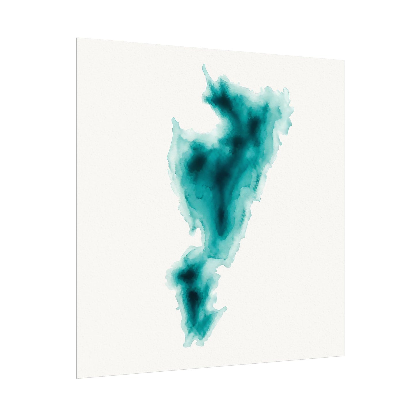 Waldo Lake Oregon Cascades | Teal Watercolor Abstract Poster | Matte Art Print on Watercolor Paper