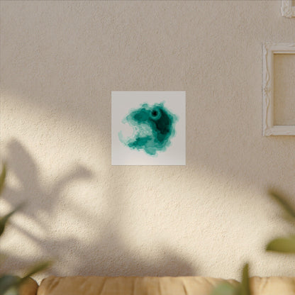 Crater Lake | Teal Watercolor Abstract Poster | Matte Art Print on Watercolor Paper