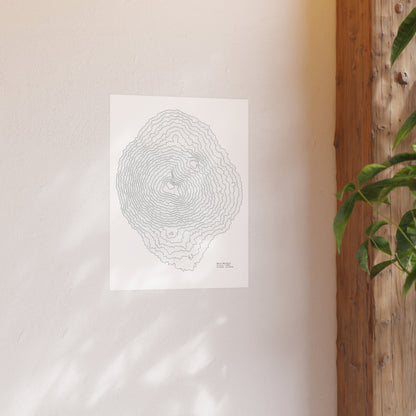 Mount Bachelor Topographic Satin Poster, Landscape Art Decor, Unique Gift, Wall Art, Hiking Decor, Home Office Decoration