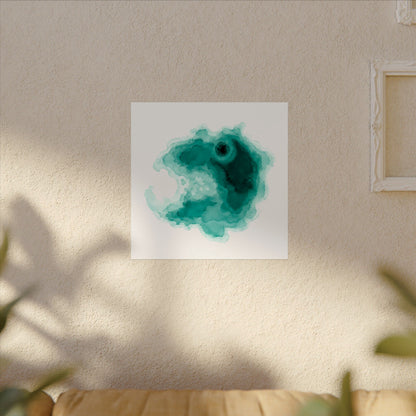 Crater Lake | Teal Watercolor Abstract Poster | Matte Art Print on Watercolor Paper