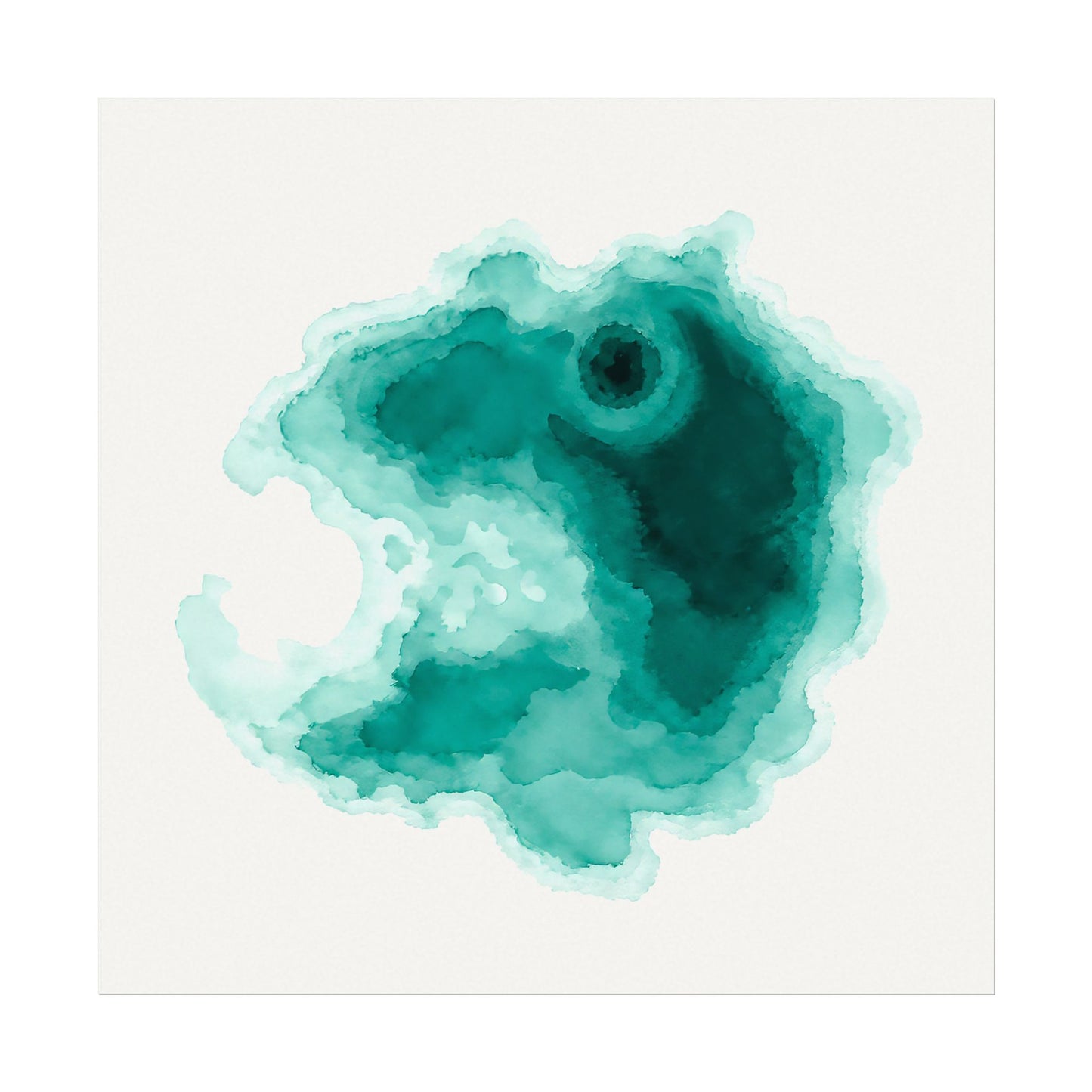Crater Lake | Teal Watercolor Abstract Poster | Matte Art Print on Watercolor Paper