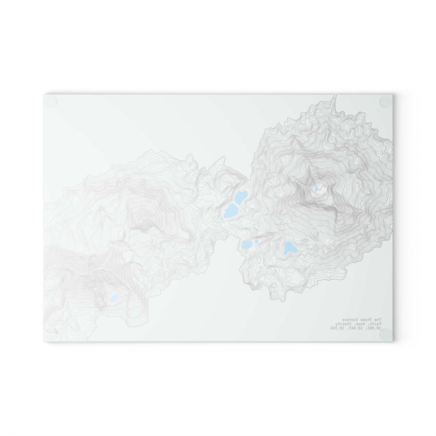 Tempered Glass Cutting Board | Three Sister Topographic Map