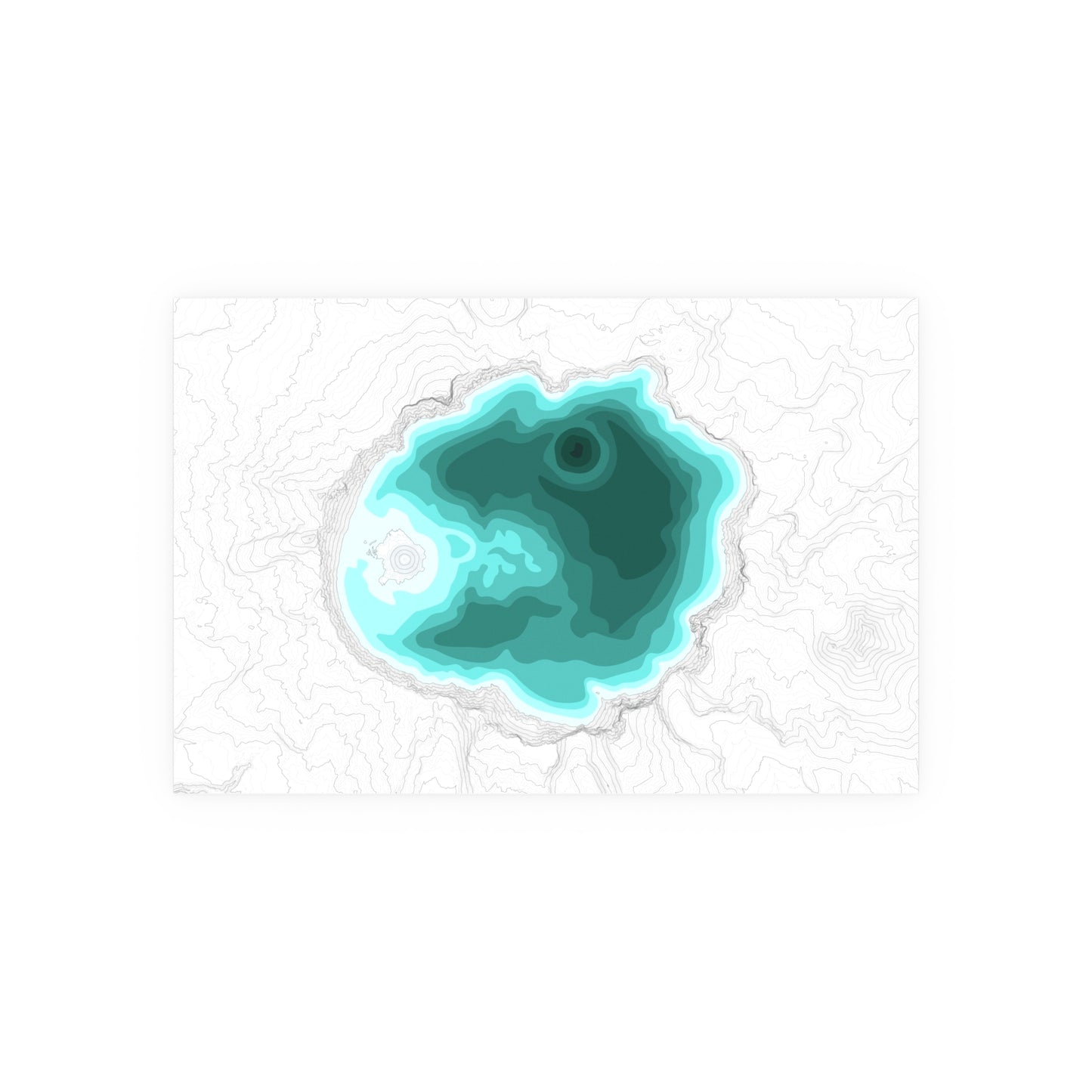 Crater Lake Line Art Print, Mountain Lake Decor, Modern Home, PNW Cascade Mountains, Central Oregon