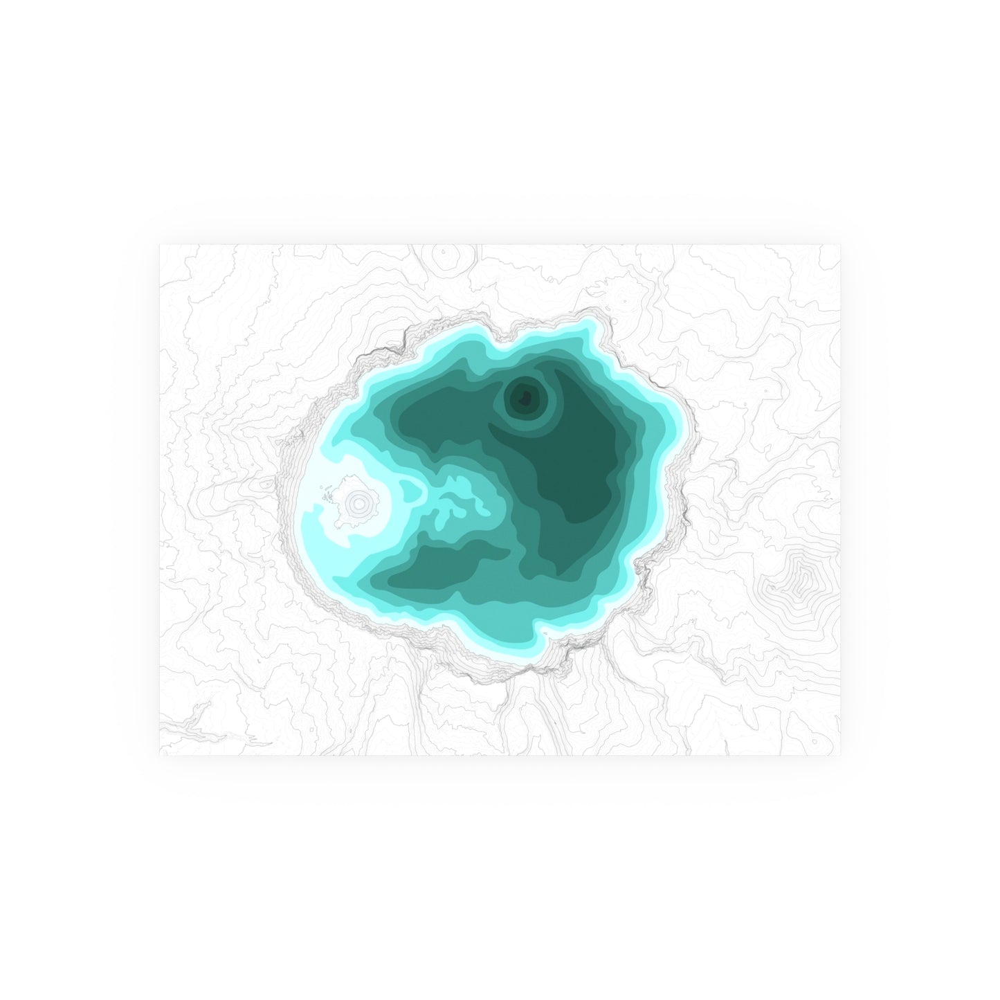 Crater Lake Line Art Print, Mountain Lake Decor, Modern Home, PNW Cascade Mountains, Central Oregon
