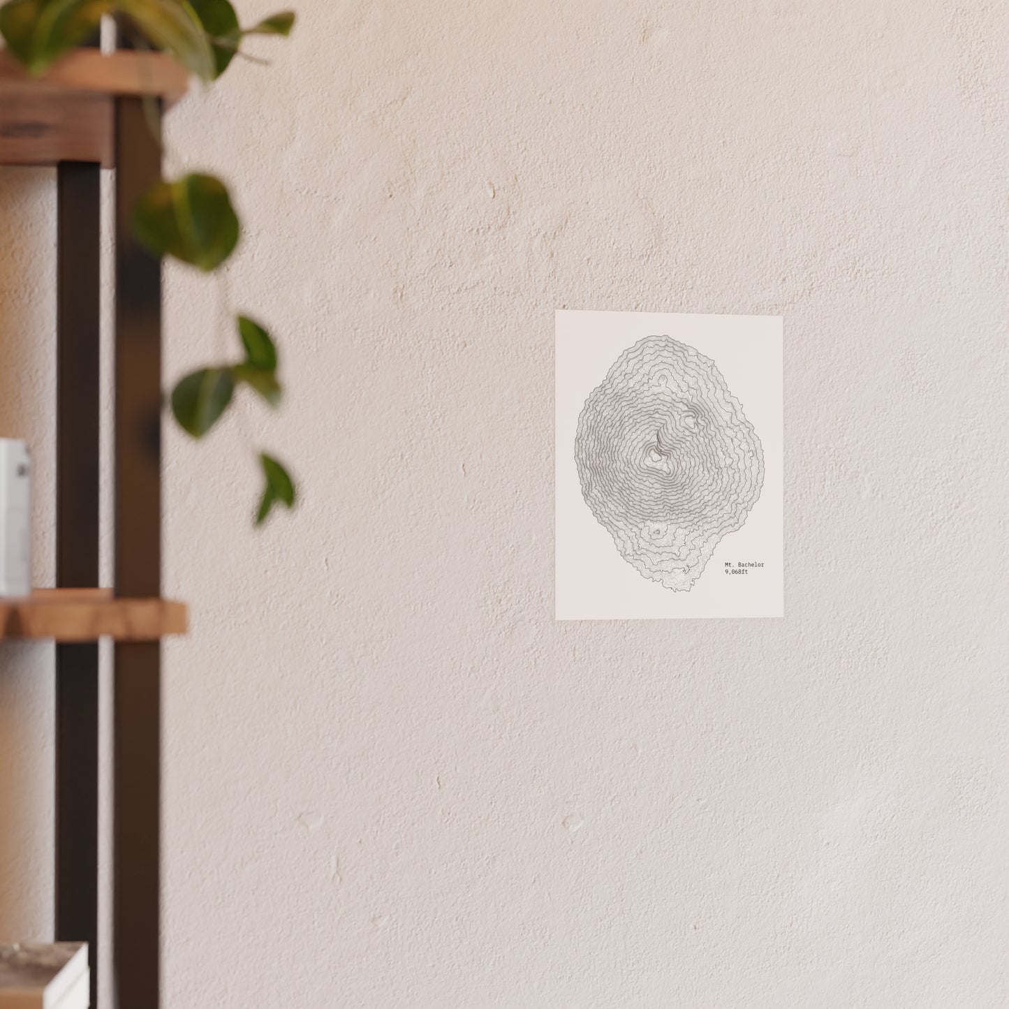 Mount Bachelor Topographic Satin Poster, Landscape Art Decor, Unique Gift, Wall Art, Hiking Decor, Home Office Decoration