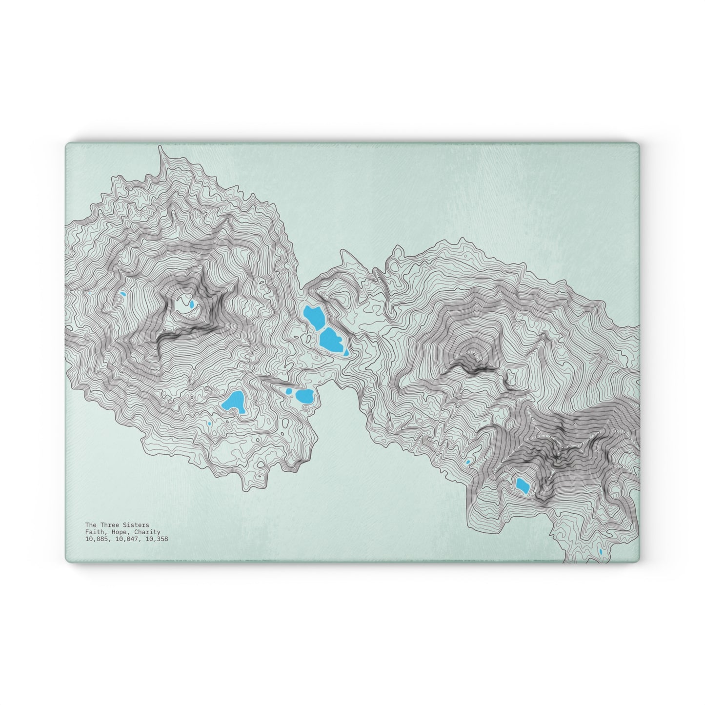 Tempered Glass Cutting Board | Three Sister Topographic Map