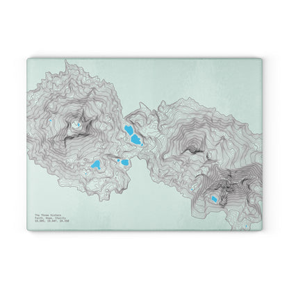 Tempered Glass Cutting Board | Three Sister Topographic Map