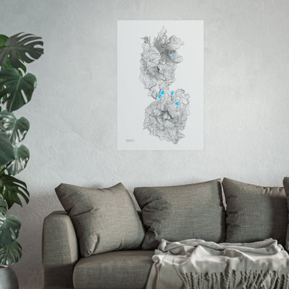 Geographic Art Print, Elegant Map Decor, Modern Home Decor, Unique Wall Art, Gift for Nature Lovers, Three Sisters Topo