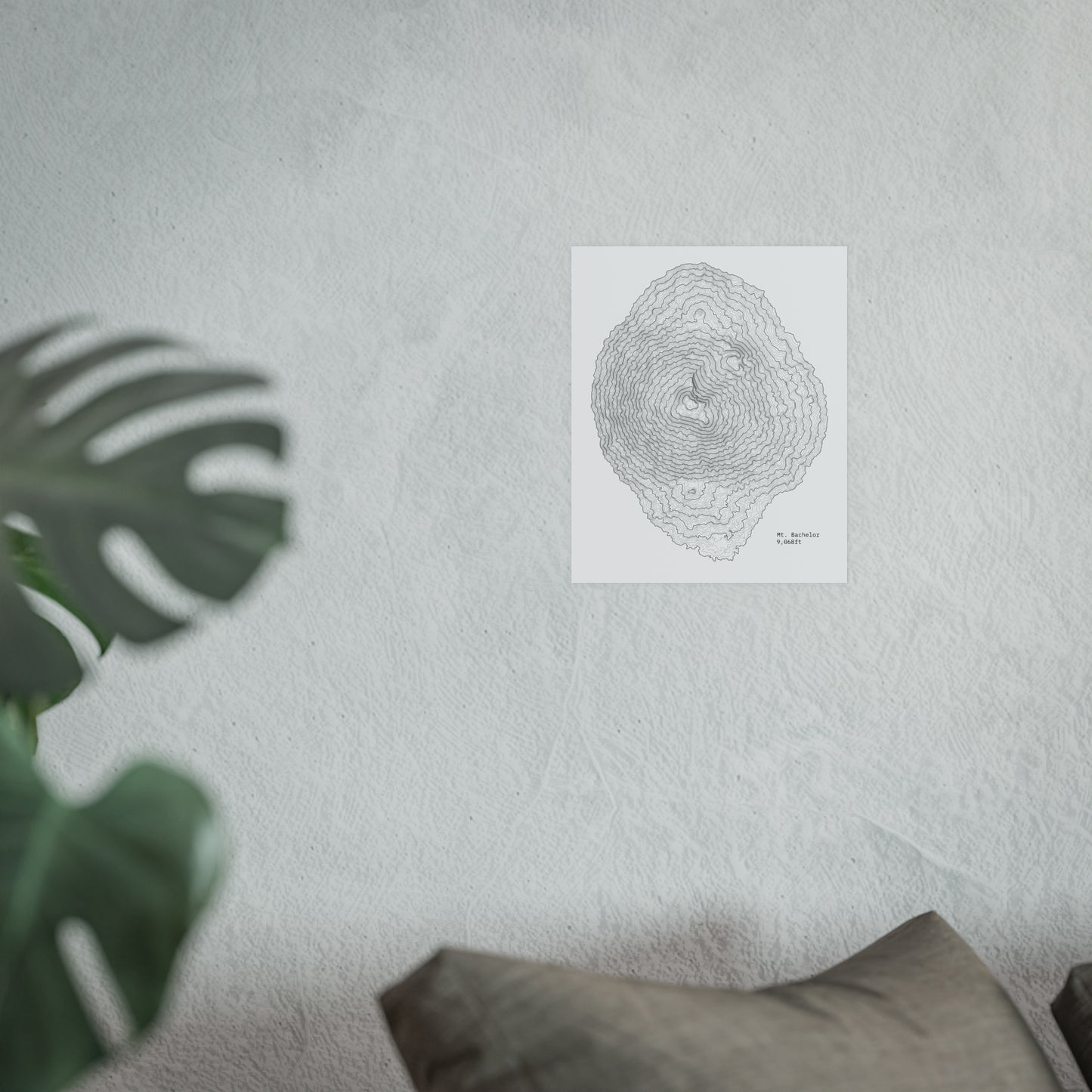 Mount Bachelor Topographic Satin Poster, Landscape Art Decor, Unique Gift, Wall Art, Hiking Decor, Home Office Decoration