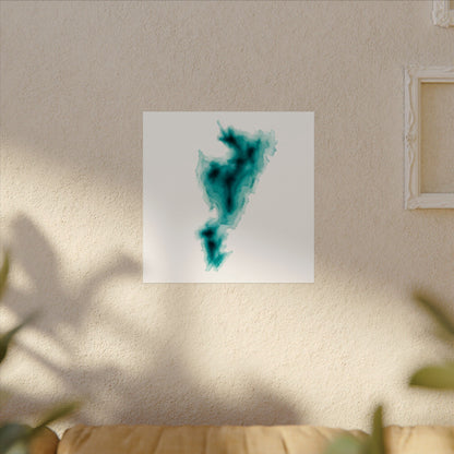 Waldo Lake Oregon Cascades | Teal Watercolor Abstract Poster | Matte Art Print on Watercolor Paper