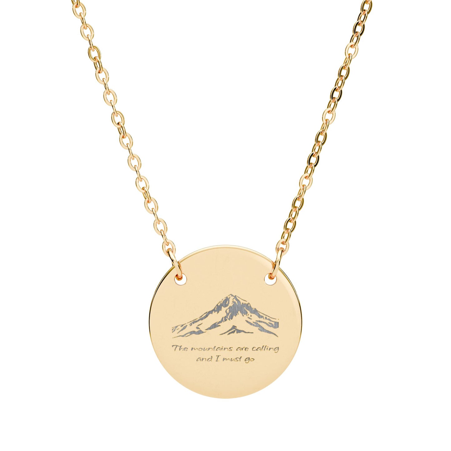 Mt. Hood Contour Line Topo Circle Necklace — Engraved Pendant