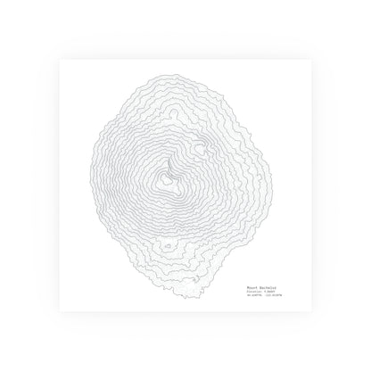 Mount Bachelor Topographic Satin Poster, Landscape Art Decor, Unique Gift, Wall Art, Hiking Decor, Home Office Decoration