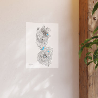 Geographic Art Print, Elegant Map Decor, Modern Home Decor, Unique Wall Art, Gift for Nature Lovers, Three Sisters Topo