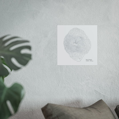 Mount Bachelor Topographic Satin Poster, Landscape Art Decor, Unique Gift, Wall Art, Hiking Decor, Home Office Decoration