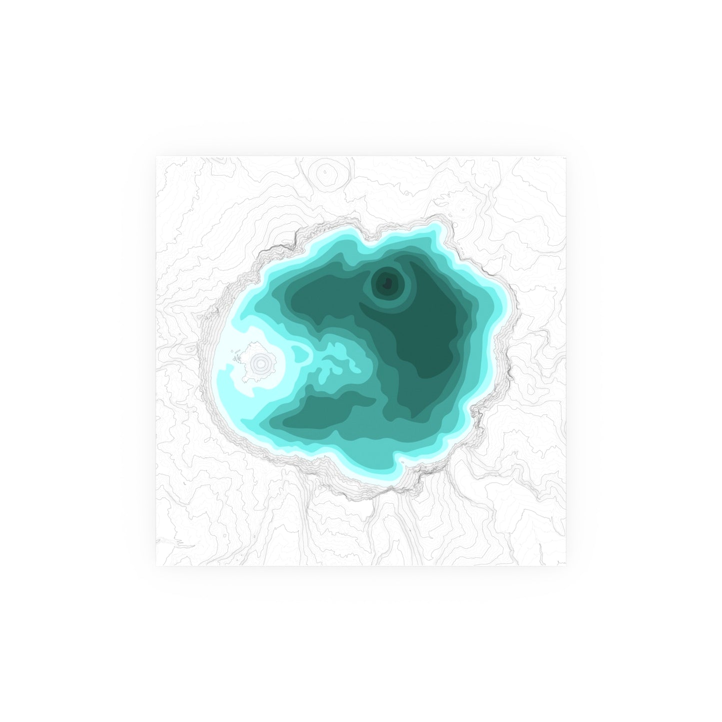 Crater Lake Line Art Print, Mountain Lake Decor, Modern Home, PNW Cascade Mountains, Central Oregon