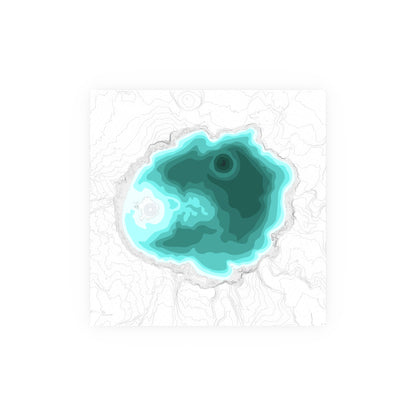 Crater Lake Line Art Print, Mountain Lake Decor, Modern Home, PNW Cascade Mountains, Central Oregon