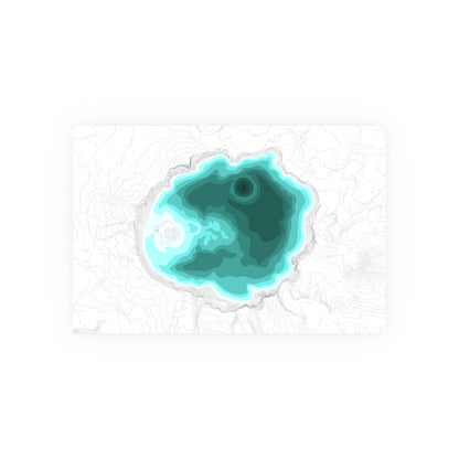 Crater Lake Line Art Print, Mountain Lake Decor, Modern Home, PNW Cascade Mountains, Central Oregon