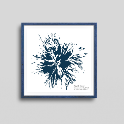 Mount Hood Glacier Map Print | Minimalist Contour Art | Oregon Mountain Poster