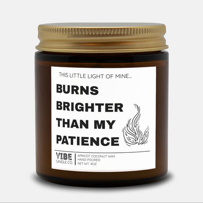 Vibe Candle Co. Hand-Poured Apricot Coconut Wax Candle, no more patience, parenting humor