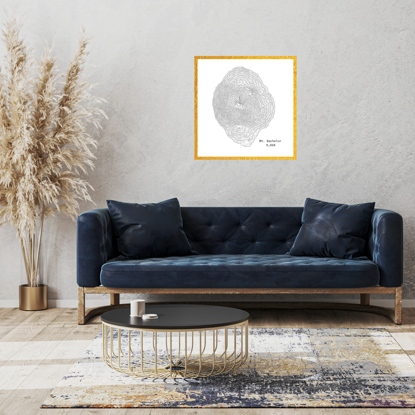 Mount Bachelor Topographic Satin Poster, Landscape Art Decor, Unique Gift, Wall Art, Hiking Decor, Home Office Decoration