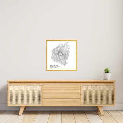 Poster, Topographic Map of South Sister Near Bend Oregon, Satin Print Wall Art Decor, Gift for Hiker, Map Lover, Wanderlust, Oregon Home