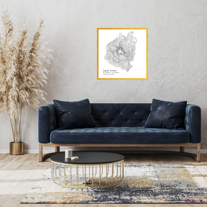 Poster, Topographic Map of South Sister Near Bend Oregon, Satin Print Wall Art Decor, Gift for Hiker, Map Lover, Wanderlust, Oregon Home