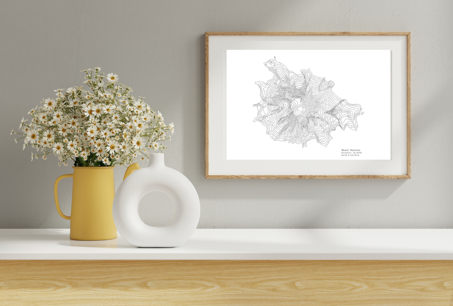 Geographic Art Print, Elegant Map Decor, Modern Home Decor, Unique Wall Art, Gift for Nature Lovers, Three Sisters Topo