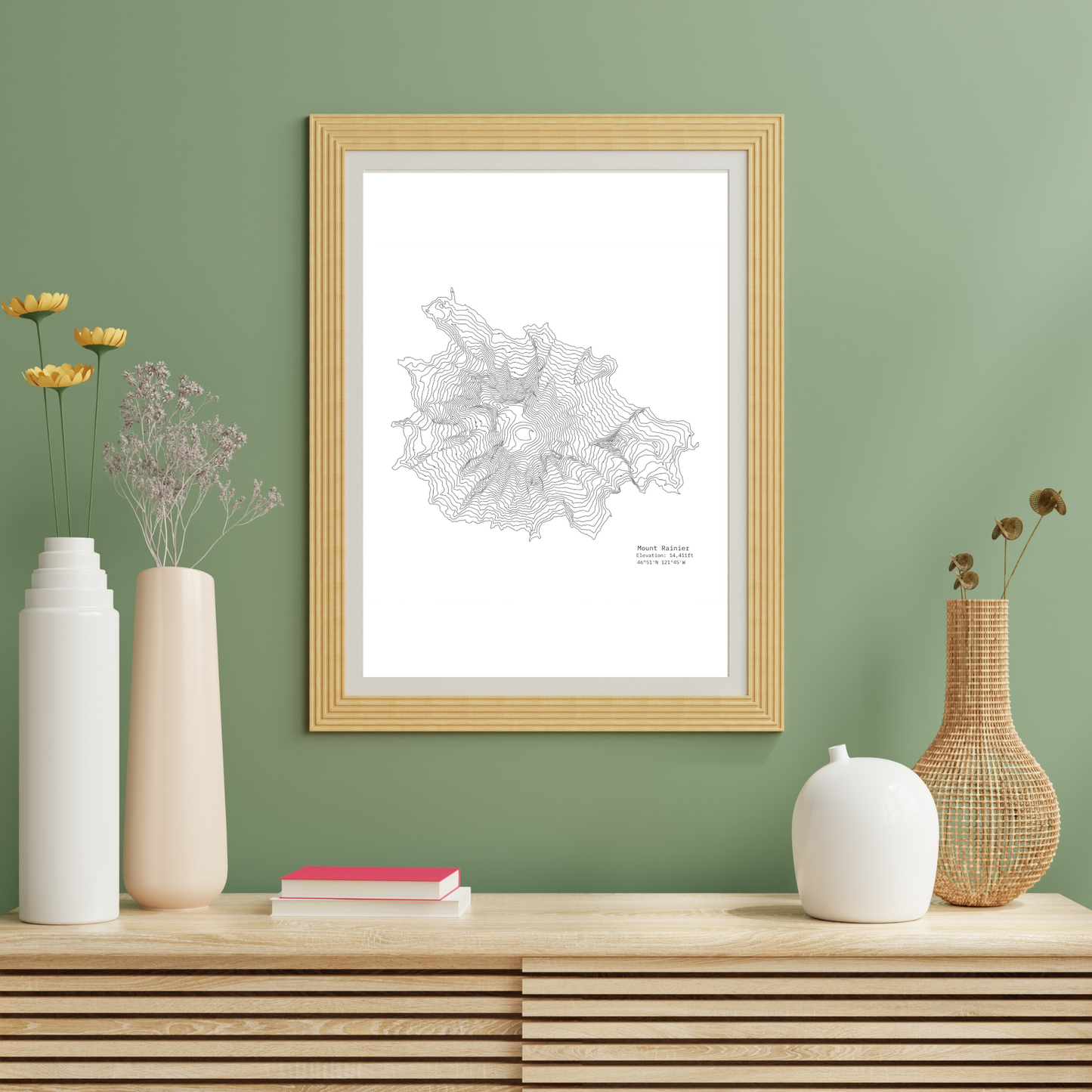 Geographic Art Print, Elegant Map Decor, Modern Home Decor, Unique Wall Art, Gift for Nature Lovers, Three Sisters Topo