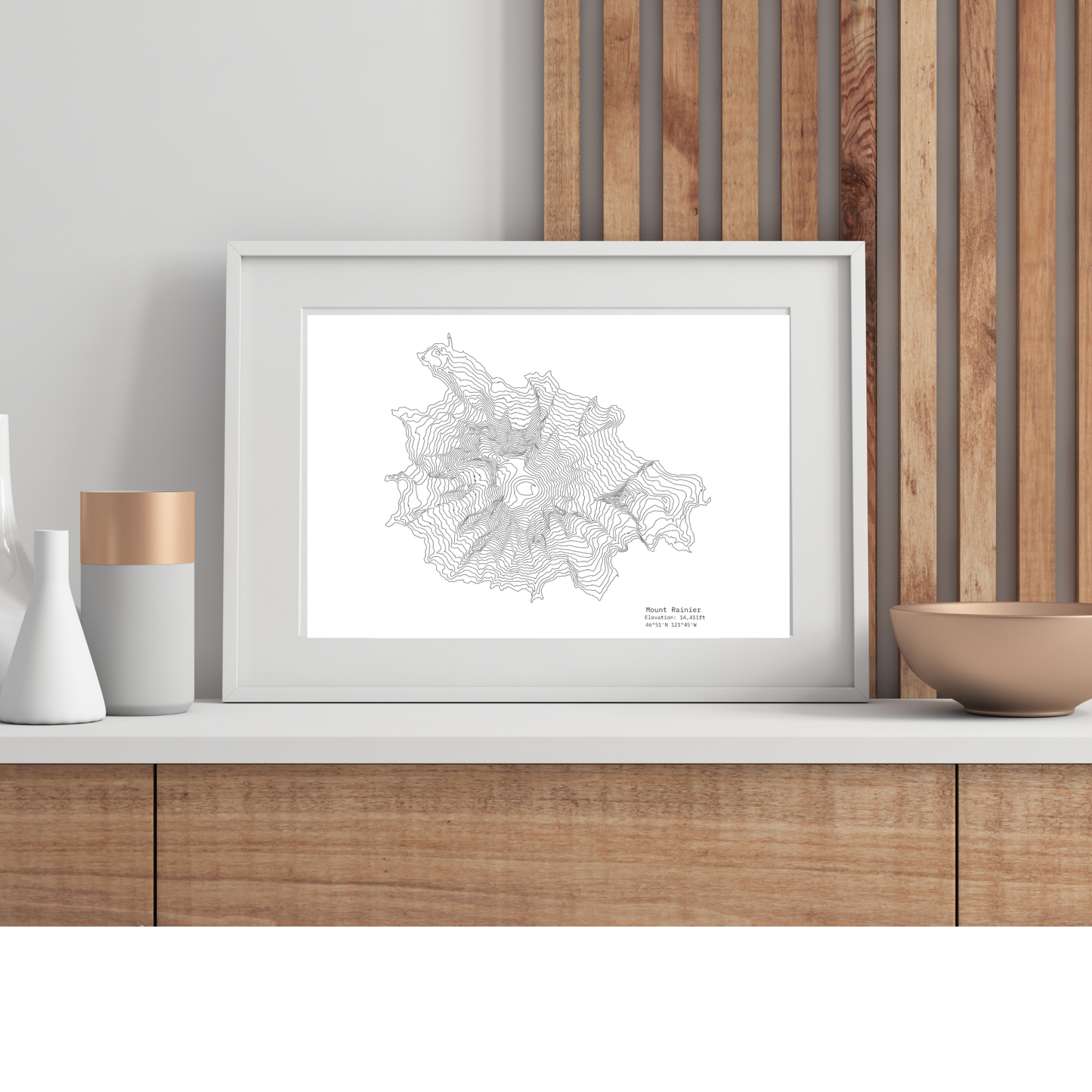 Geographic Art Print, Elegant Map Decor, Modern Home Decor, Unique Wall Art, Gift for Nature Lovers, Three Sisters Topo