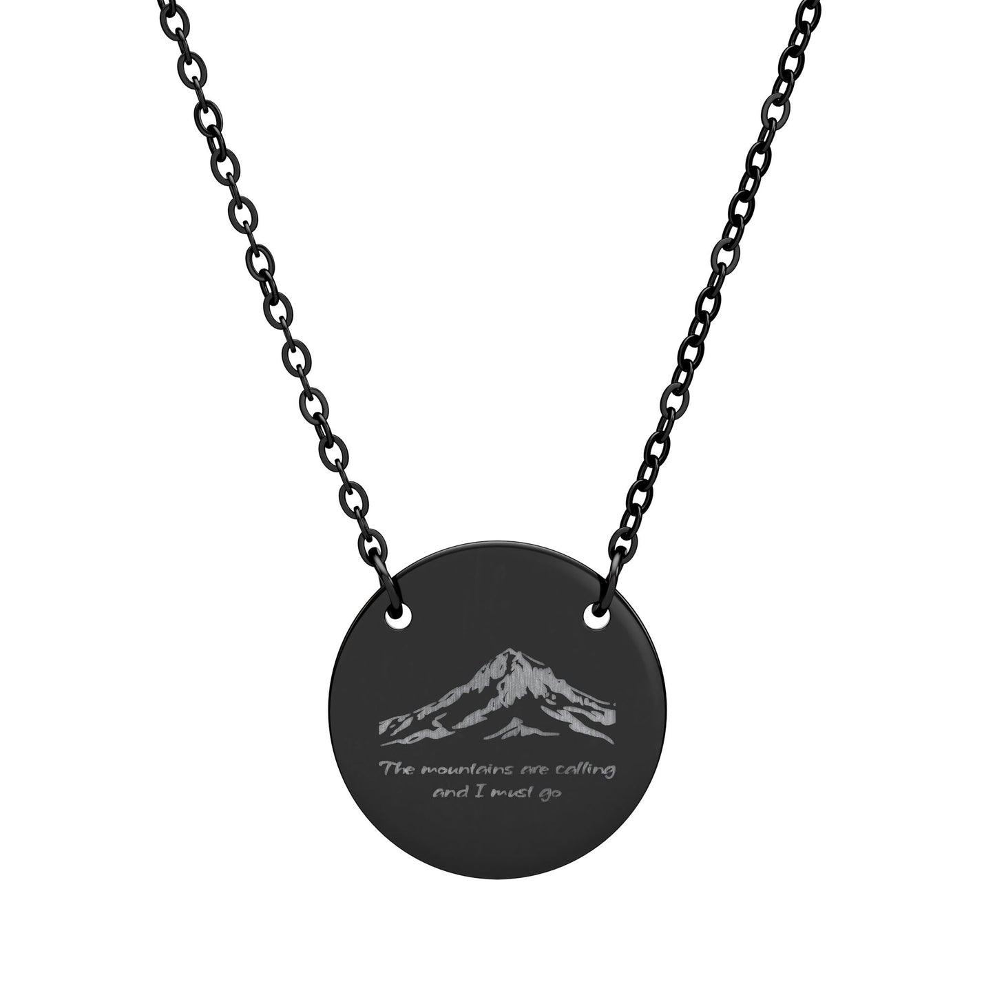 Mt. Hood Contour Line Topo Circle Necklace — Engraved Pendant