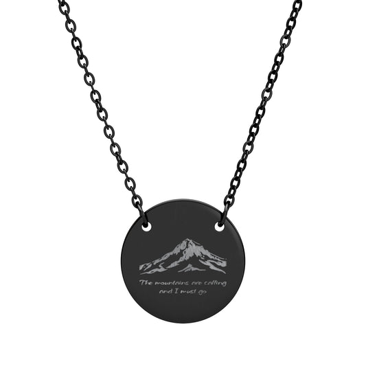 Mt. Hood Contour Line Topo Circle Necklace — Engraved Pendant