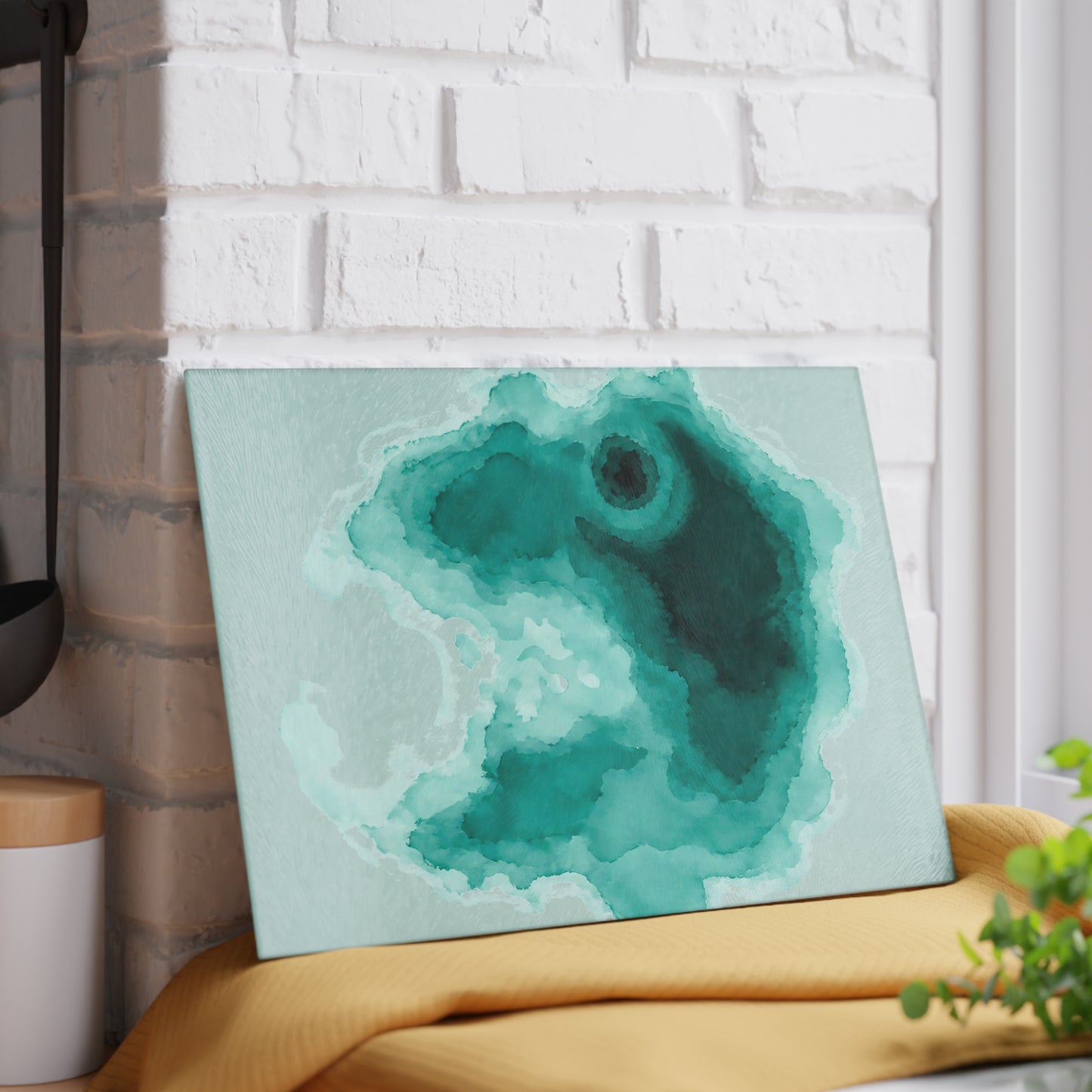 Durable Tempered Glass Cutting Board - Crater Lake Watercolor