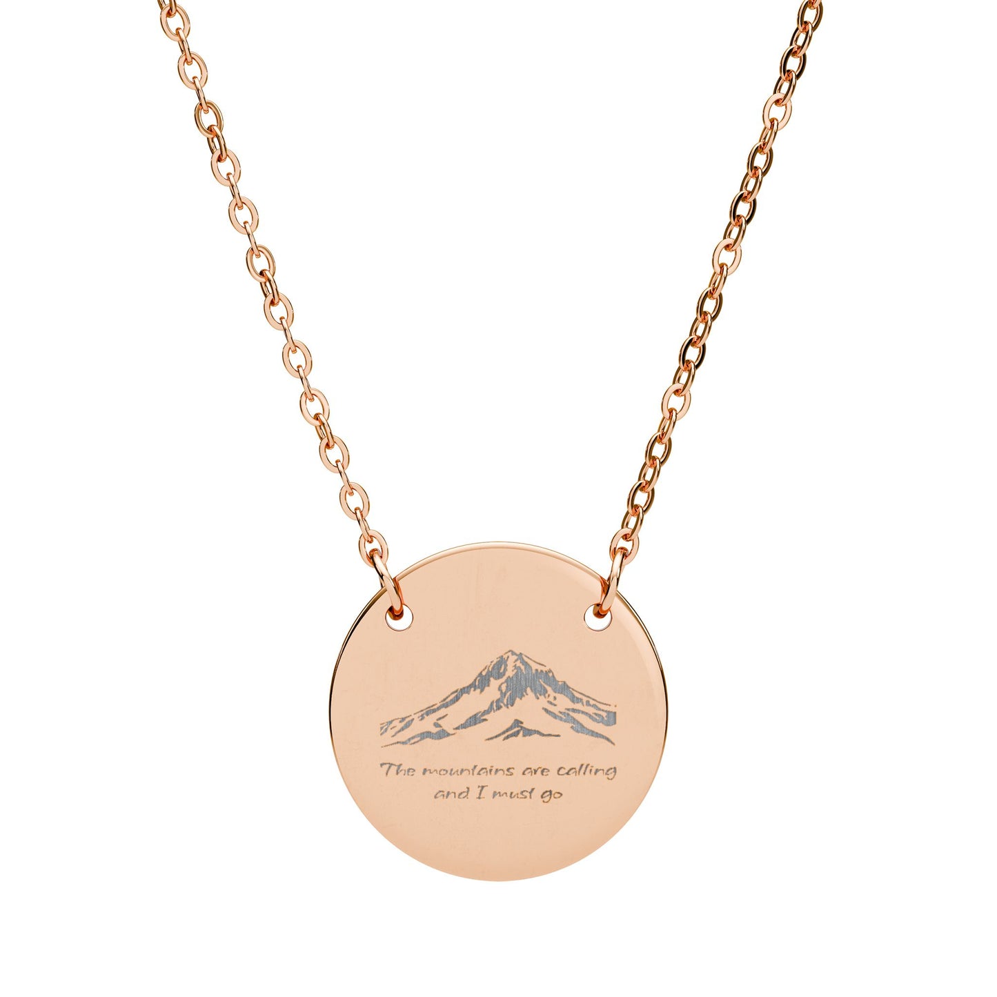 Mt. Hood Contour Line Topo Circle Necklace — Engraved Pendant