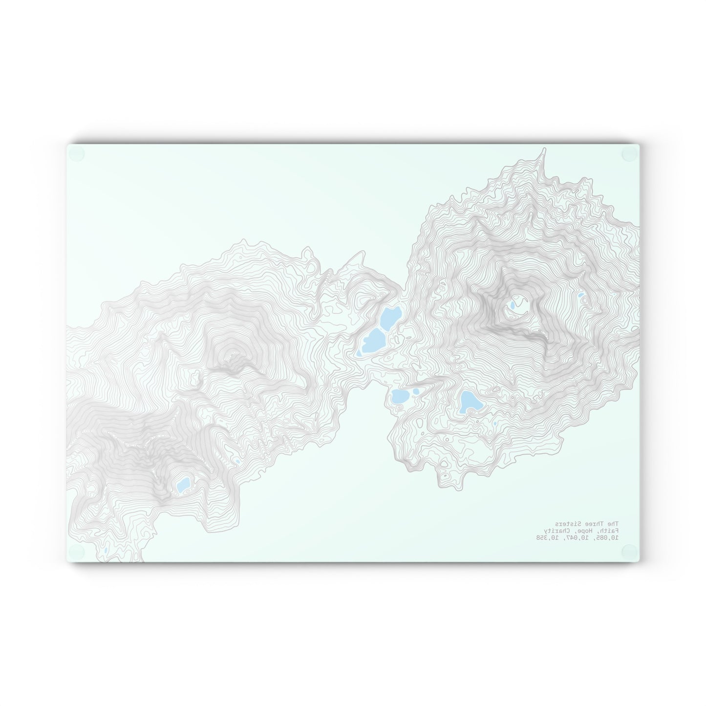 Tempered Glass Cutting Board | Three Sister Topographic Map