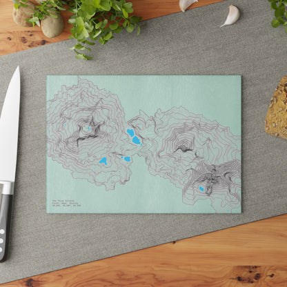 Tempered Glass Cutting Board | Three Sister Topographic Map
